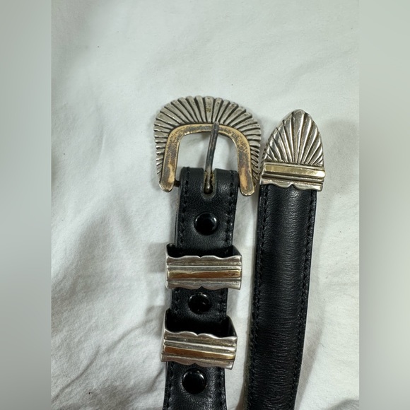 Genuine vintage ALEXANDER'S BELTS sterling silver with 14k black leather belt 26 - Picture 15 of 15